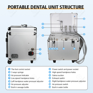 Unidad de succión dental portátil tipo maleta con compresor de aire integrado para estudiantes - Product Image 2