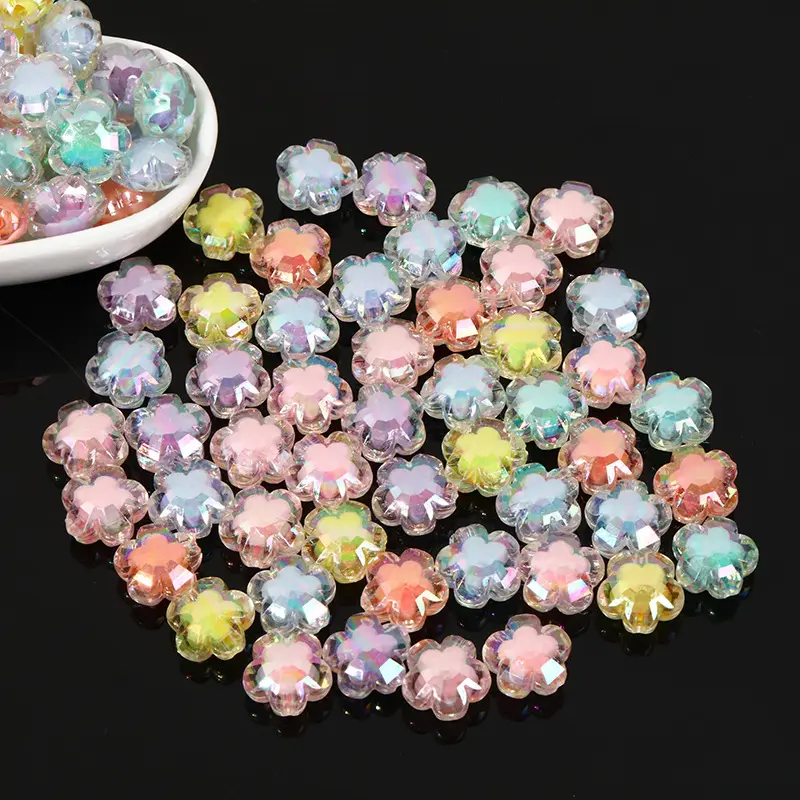 Cheap Wholesale Candy Color Large Acrylic Flower Shaped Beads For Jewelry Making Loose Acrylic Beads Plastic Beads At Retail