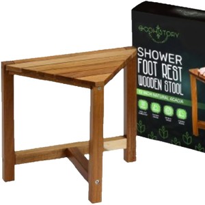Tabouret triangulaire en bois pour salle de bain, toilettes, douche, tabouret bas avec design stable pour usage domestique - Product Image 2