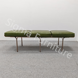 Sigma Stainless Steel Base Ottoman Bench Custom Material Living Room Bedroom <strong>Bed</strong> <strong>End</strong> Upholstered Benches - Product Image 3