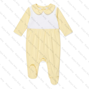 Wholesale Infant Baby Clothes Set Organic Cotton <strong>Newborn</strong> Footie Romper Peter Pan Collar Personalized Baby Girl <strong>Hospital</strong> <strong>Outfit</strong> - Product Image 6