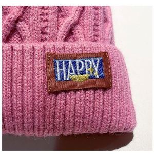 Women's Autumn <b>Winter</b> Thick Warm Knitted <b>Hat</b> Custom Logo Embroidered Letters Twisted Knit Pattern Comfortable Headwrap for Beach - Product Image 3