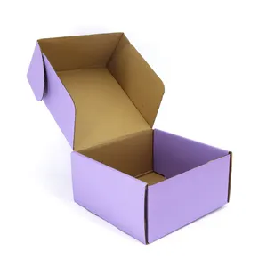 도매 좋은 품질 주문 로고 자주색 골판지 포장 상자