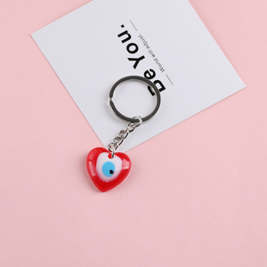 Llavero de Ojo Turco Rojo, Colgante de Resina con Forma de Estrella, Corazón y Óvalo, Cadena de Aleación de Zinc, Accesorio - Product Image 4