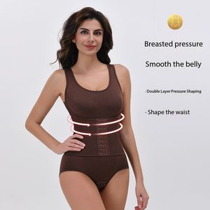 Soutien-gorge de maintien de la taille pour femmes, double compression, 3 rangées de crochets, pour le contrôle du ventre. - Product Image 2