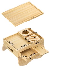 Table d'accoudoir de canapé mobile en bois avec porte-gobelet, plateau d'accoudoir multifonction en bambou à clipser - Product Image 1