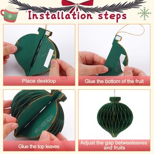 Juego de Decoración Navideña con Campanas, Gorro de Papá Noel, Bola de Panal, Papel Grueso, Adornos Colgantes de Panal, Artículos para Fiestas - Product Image 3