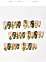 Nouveaux autocollants pour ongles en relief vert émeraude œil de chat, flocon de neige, sapin et feuille d'or, pour la saison de Noël, vente en gros