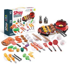 Meilleure vente Simulation 69 PCS Glow Sound & Spray Fonctions 2 en 1 BBQ Grill Cuisson Enfants <span class=keywords><strong>Cuisine</strong></span> Extérieure Ensemble Jouet - Product Image 2