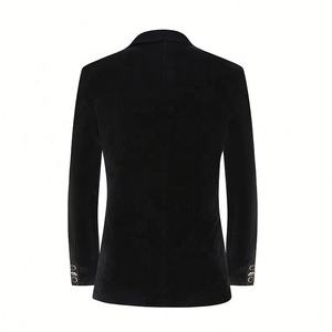 卸売 ブラック ベルベット ホットダイヤモンド メンズスーツ ステージ パーティー スーツ 2ピースセット - Product Image 3