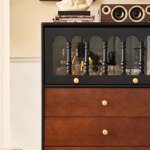 French Retro Solid Wood <b>Chest</b> Of Drawers Vintage <b>Storage</b> Cabinet For Bedroom Small Apartment Home Use Side Cabinet Color - Product Image 4
