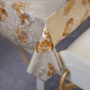 Boen <strong>PVC</strong> Tablecloth In Roll Tablecloths For Dining <strong>Table</strong> Gold Plastic Tablecloth - Product Image 3