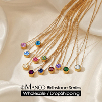 Collar EMancoNecklace al por Mayor, Diseño Exquisito Ultra Brillante, Serie de Collares con Piedras de Nacimiento, Lujoso Collar con Colgante de Zirconia de 12 Colores