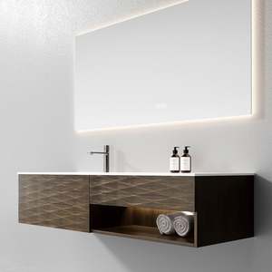 Modern Style Cheap Price <b>Bathroom</b> Wall Cabinet Floor Standing Brown Painted <b>Bathroom</b> Vanity with <b>Mirror</b> for <b>Bathroom</b> - Product Image 2