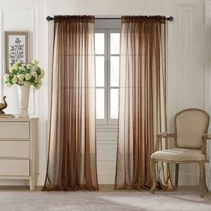 Rideaux en voile de tissu transparent à tringle pour chambre et salon, style moderne avec dentelle - Product Image 1