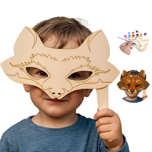 <span class=keywords><strong>Peinture</strong></span> en bois par numéros masque pour enfants Festival fête cultiver la créativité jouet 8 couleurs <span class=keywords><strong>peinture</strong></span> masque de <span class=keywords><strong>renard</strong></span> en bois - Product Image 1