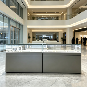 Vitrine simple grise pour téléphones portables avec éclairage LED pour produits numériques, comptoir d'expérience personnalisé - Product Image 3