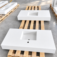 Plan de toilette moderne en pierre artificielle acrylique massif pour salle de bain