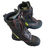 Bottes de sauvetage robustes en cuir véritable ignifuges, embout de protection en plastique flexible, semelle intérieure en caoutchouc, anti-chimiques et résistantes à la chaleur