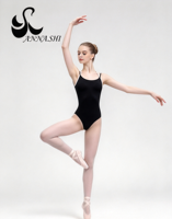 Justaucorps de ballet Anna Shi pour femme/enfant, bretelles doubles fines, passepoil blanc, découpe ovale au dos, boucle réglable, pour entraînement de danse