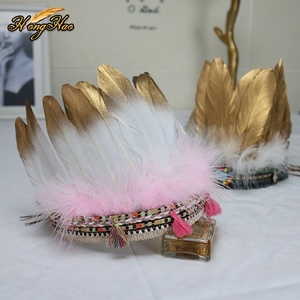 Customized Feather Headwear Indian Chief Pheasant Hat Headband For Carnival Halloween Party Performance Props Decoration