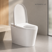 WC intelligent avec réservoir d'eau intégré, bidet, siège chauffant, chasse d'eau automatique par capteur, couvercle télécommandé, cuvette allongée, évacuation en P-trap
