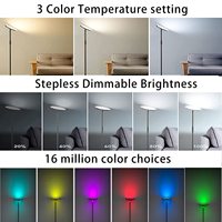 Lampe sur pied led avec télécommande, éclairage de lecture, Modes d'angle de luminosité réglable, 4 couleurs
