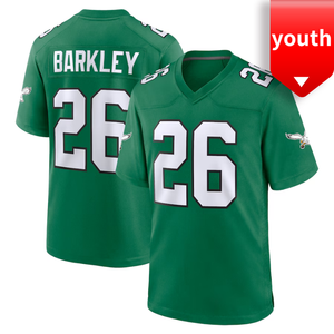 Оптовая продажа, трикотаж с вышивкой, качественная Молодежная Филадельфия, майка для американского футбола 26 # Saquon Barkley, быстросохнущая и дышащая ткань - Product Image 2