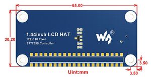 Pantalla LCD HAT de 1,44 pulgadas para Raspberry Pi <span class=keywords><strong>2B</strong></span>/3B/Zero/Zero W con controlador integrado, interfaz SPI de controlador ST7735S, 128x128 píxeles - Product Image 5