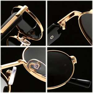Lunettes de soleil polarisées rondes punk rétro UV400 pour hommes et femmes, avec logo personnalisé, collection 2025 - Product Image 6