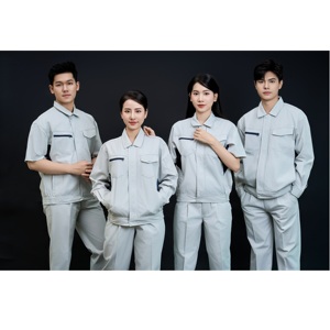 ชุดเซฟตี้สำหรับผู้ชายแขนสั้นสีเทาและสีกรมท่าชุดทำงานสำหรับผู้ชายจากเวียดนาม - Product Image 1