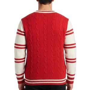 Suéter de Punto Rojo con Cuello en V para Mujer, Manga Larga, Estilo Preppy, Jersey de Invierno, Logotipo Personalizado en la Parte Delantera, 100% Acrílico - Product Image 4
