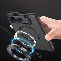 Étui Duo pour iPhone, finition mate, magnétique, pliable, avec film de protection d'écran en verre frontal, résistant aux chocs, coque rigide en PC mince