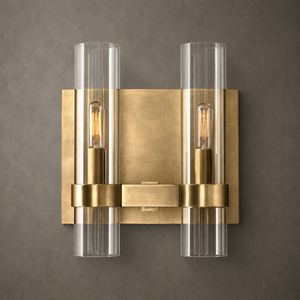 Mid Century Double Tube Glass <b>Wall</b> <b>Sconce</b> Clear Cylindrical Glass Lamp For Lounge Entryway Home Lighting - Product Image 1