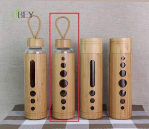 Bouteille en verre ronde personnalisée CW B500 de 550 ml avec bouchon à vis en bois de bambou, impression sérigraphique pour jus et boissons - Product Image 2