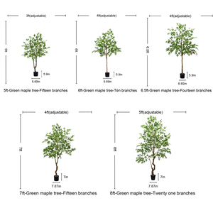 Cây nhân tạo nhiều màu sắc, cây phong nhân tạo chất lượng cao trong chậu, cây giả mô phỏng, cây xanh, cây giả màu đỏ vàng - Product Image 4