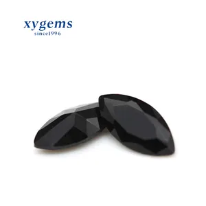 xygems Excellent Marquise Black Glass Diamond cut/ Black Glass Loose Gemstone