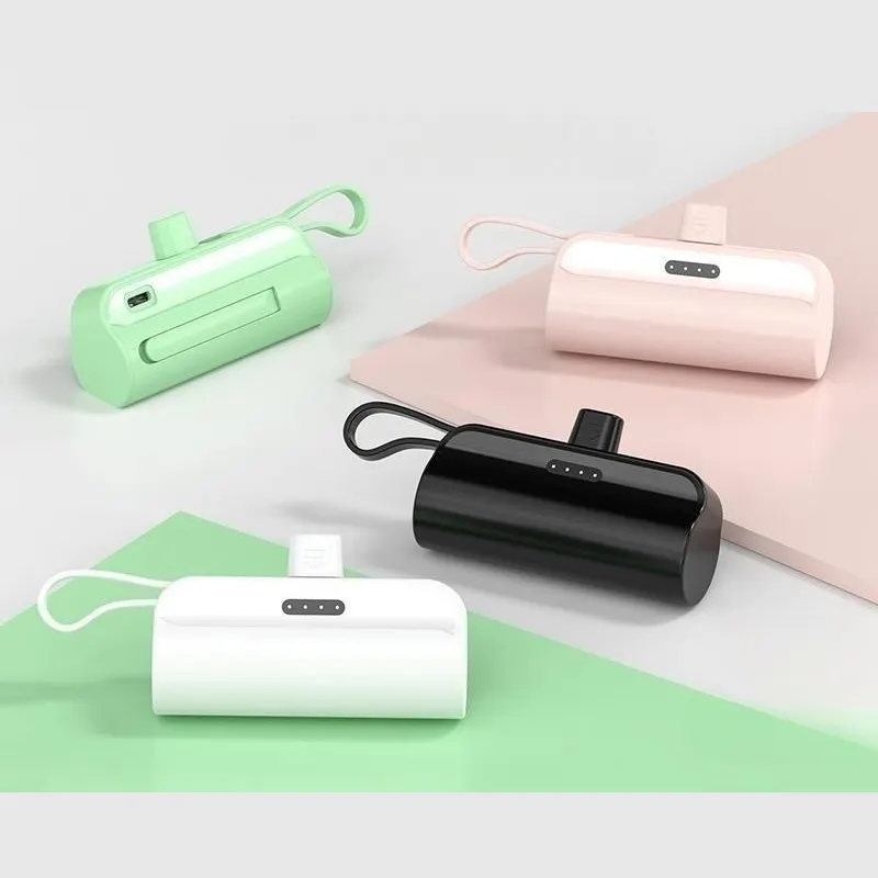 2 IN 1 Neuer 5000-mAh-Schnellladeakku Eingebaute tragbare Mini-Kapsel-Power bank für Kabel-und Metallst änder