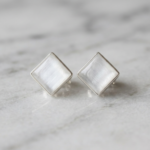 Latest 925 <b>Sterling</b> <b>Silver</b> Selenite Handmade Customizable 4 Gram <b>Stud</b> Earrings for Engagement Wedding & Party-Unisex Gift - Product Image 3