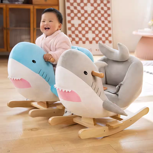 Silla Mecedora de Madera con Forma de Tiburón para Bebés de 1 a 3 Años, Juguete de Montar para Niños - Product Image 2