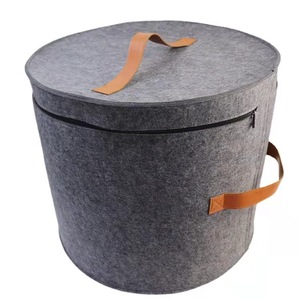Laundry baskets Round Felt Storage hamper laundry baskets toy Organizer with imitation leather handles