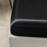 Ensemble de draps plats et ajustés en satin 100% polyester noir et gris brillant de Nantong, 4 pièces
