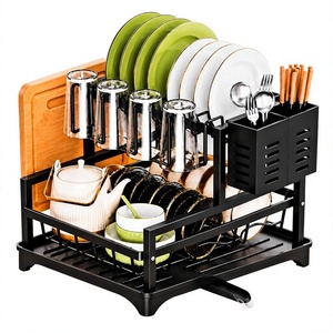 Escurridor de fregadero cuadrado con boquilla de drenaje giratoria 360° y extensible, estante de secado vertical para cocina - Product Image 1