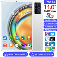 Tablet Pro 14 de 11 Pulgadas MTK, 16GB+1TB, 108MP, 8000mAh, 5G, Doble SIM+TF, Lápiz Activo, Teclado Folio, Ratón, Wi-Fi Empresarial