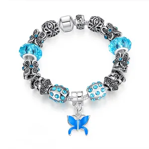 Pulseras de plata 925 Bulk Designer Butterfly 925 Sterling Silver Snake Cadeia Frisada Charme Bracelets Para As Mulheres