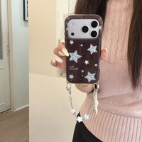 Coques de téléphone style coréen Ins-style avec étoiles à paillettes effet tache d'encre, compatibles avec iPhone 17/18 Pro Max et Apple 16. 17 Chaînes