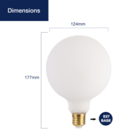 En Stock Verre Laiteux LED Globe Ampoule G125 230V E27 Base Dimmable Lampe Blanche pour Restaurant