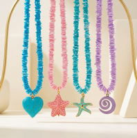 Collar con Colgante de Estrella de Mar de Cerámica Turquesa Natural Irregular de Alta Calidad, en Acero Inoxidable, para Mujer