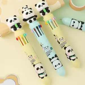 KUKI Luxury Panda 10 Multicolor Ball Pen With Custom Logo For Kid Gift Ballpoint Pen Handwriting Stationery
