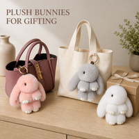Porte-clés Lapin en Peluche Doux et Moelleux en Fausse Fourrure Rose Mignon, Breloque de Sac, Vente en Gros, Personnalisation OEM ODM